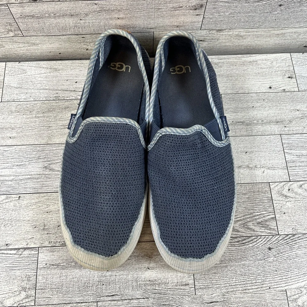 UGG Blue‎ White Canvas Slip On Loafers 1102804 Women Size 7